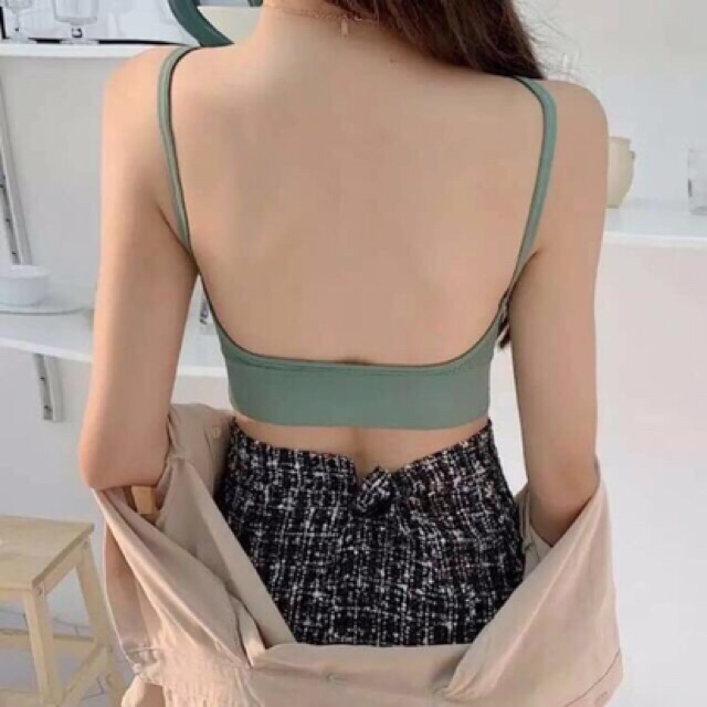 Áo bra len tăm nữ- lưng chữ U sexy kèm mút ngực- hàng không gọng