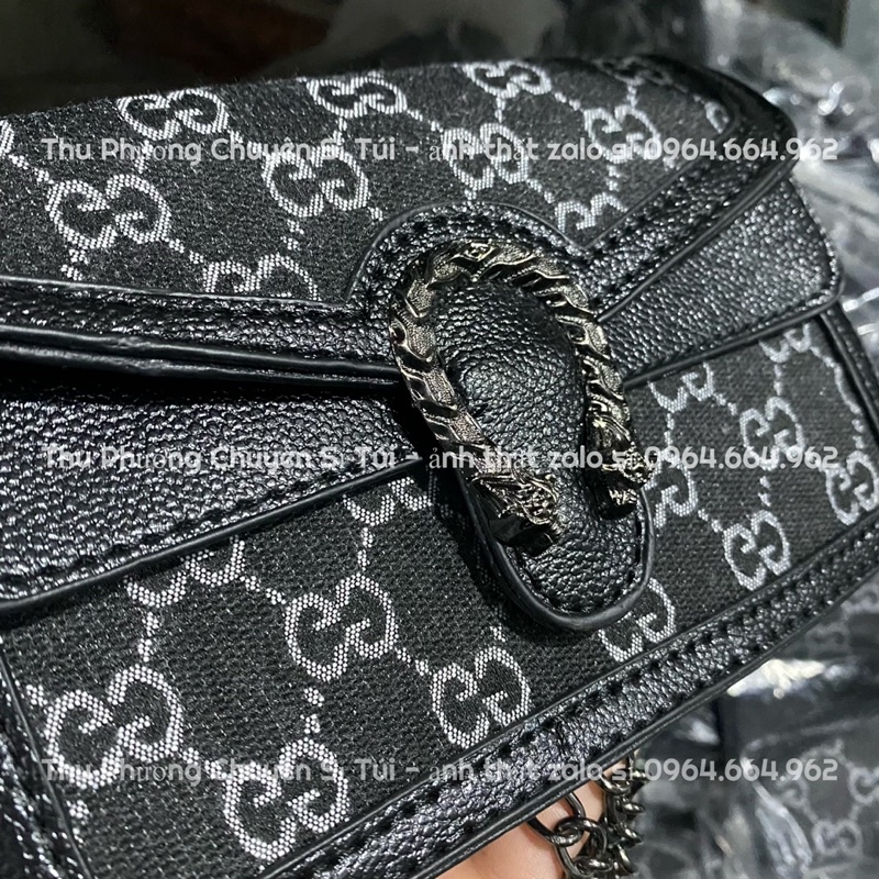 Túi Đeo Chéo Đầu Rồng In Hoạ Tiết Chữ Dây Xích Nặng Size 18 (ảnh thật shop chụp - Sỉ giá đẹp)