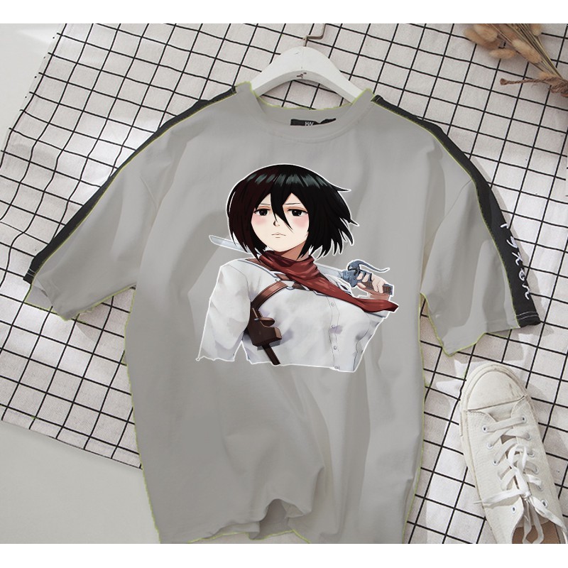 Áo thun Cotton Unisex - Nhân vật Mikasa Ackerman - Attack on Titan - Chibi - Mikasa Ackerman nhìn xa xăm