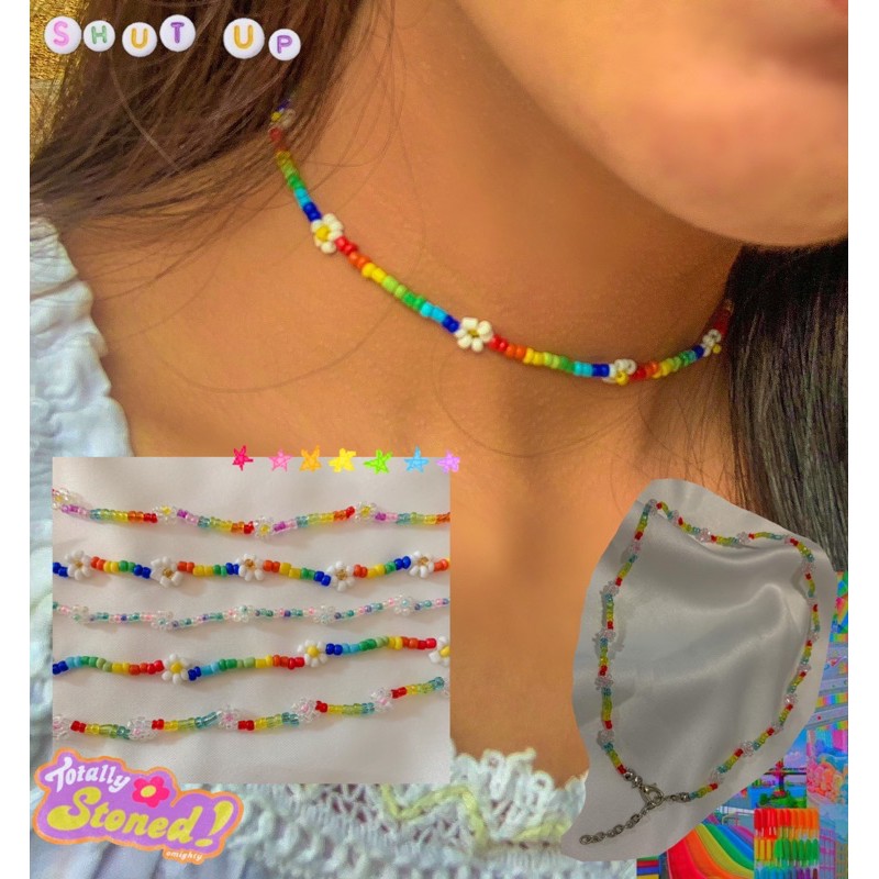 Bộ 90s 80s vòng choker nhiều màu sắc Shytter RAINBOW DAISY BEADS