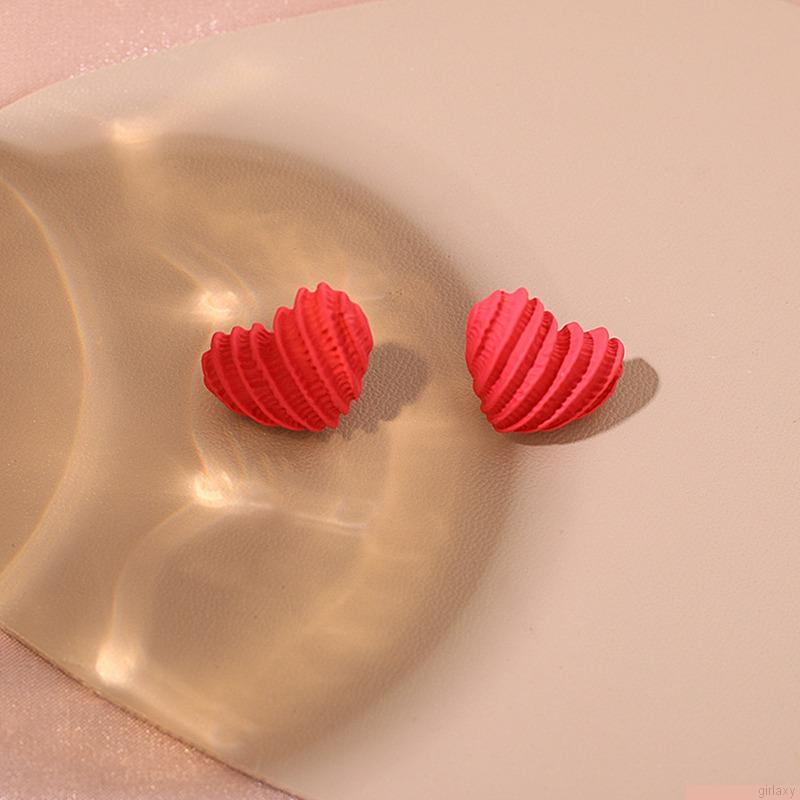 Bông tai hình trái tim màu trơn phong cách Hàn Quốc thời trang cho nữ