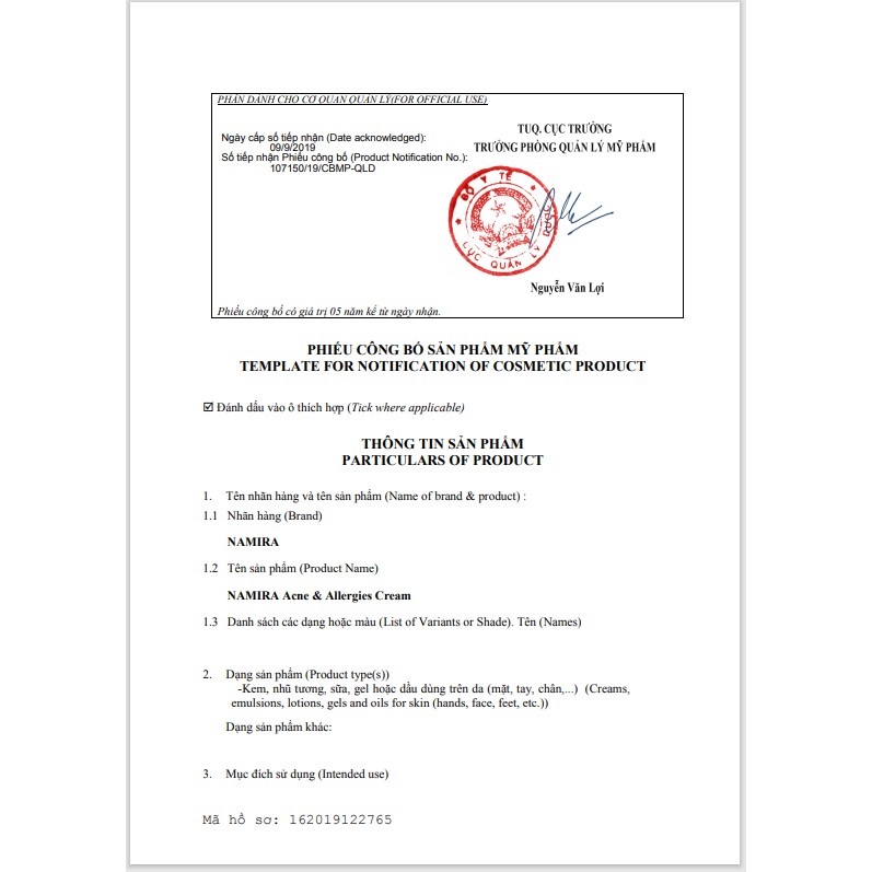 Kem Dưỡng Giảm Mụn Acne & Allergies Namira - Làm Dịu Da Mụn Mẩn Đỏ - Giảm Bóng Nhờn - 20ml | BigBuy360 - bigbuy360.vn