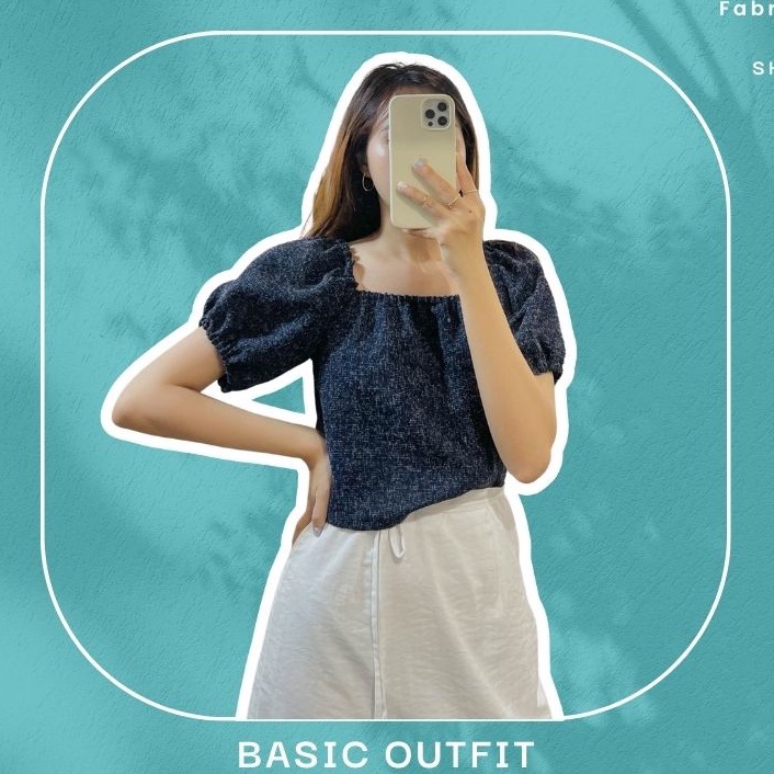 Áo tay phồng cổ vuông Fabric Holic