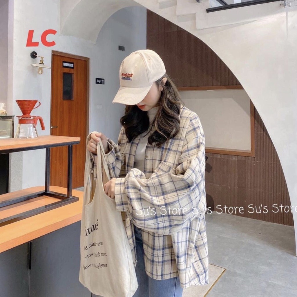 Áo Sơ Mi Kẻ Lồng Đèn Unisex Tay Bồng 🦋 Somi Nam Nữ Dáng Thụng Ulzzang 3 Màu 🦋 | WebRaoVat - webraovat.net.vn