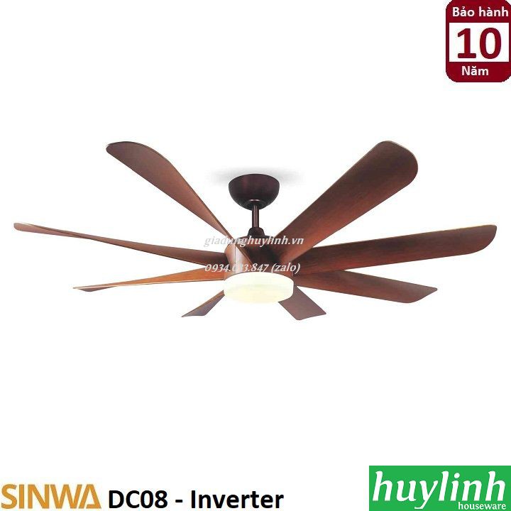 Quạt trần đèn LED Sinwa DC08 - 8 cánh - DC inverter
