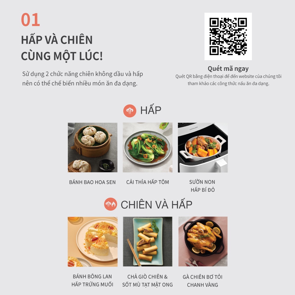 Nồi chiên không dầu kết hợp chức năng hấp Lock&Lock Steam Air Fryer 7L - EJF881