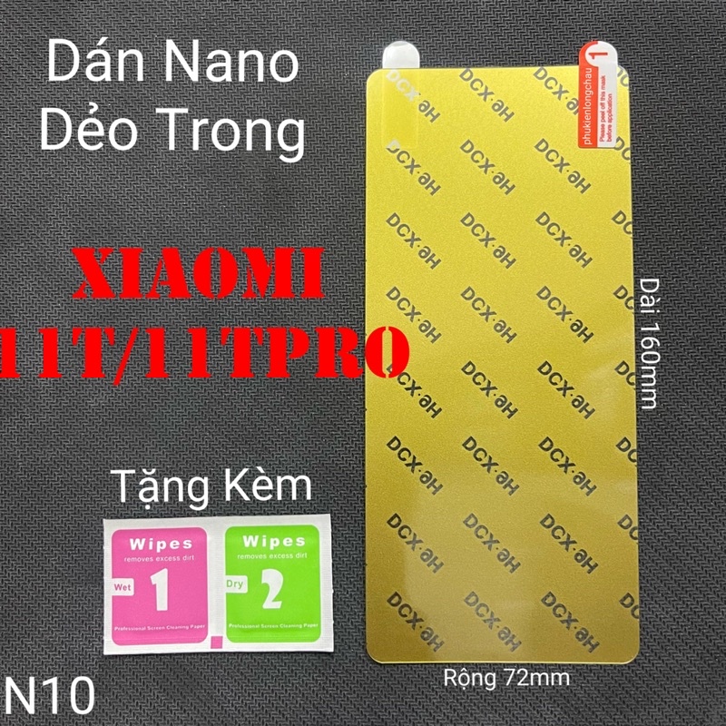 (N10)Miếng Dán Màn Hình Siêu Mỏng Dẻo Nano Cường Lực DCX-9H Xiaomi 11T/11T Pro