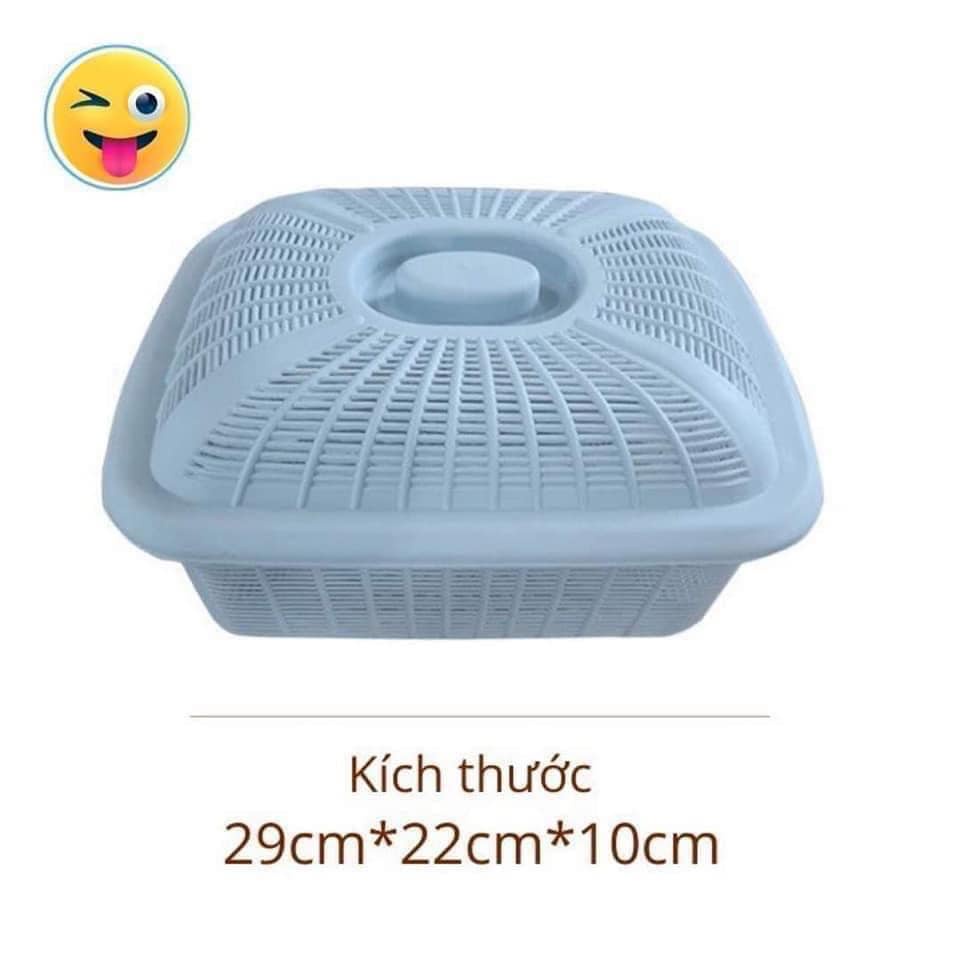 Rổ Nhựa Vuông đựng hoa quả ,rau củ Có Nắp Đậy siêu tiện lợi(kích thước 29 x22x 10 cm)