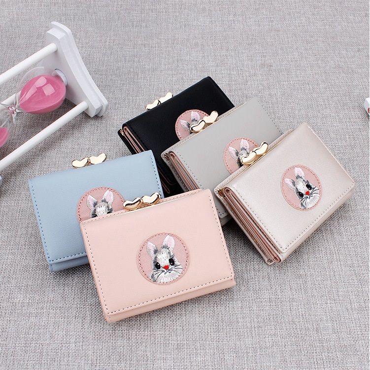 JIUFENG Ví ngắn chất liệu da PU họa tiết hình thỏ dễ thương cho nữ | BigBuy360 - bigbuy360.vn