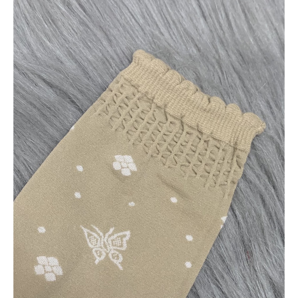 Combo 5 và 10 đôi vớ da , tất da , tất nữ , vớ nữ , cổ nhún , họa tiết bông chìm , thun cotton 100% co giãn tốt