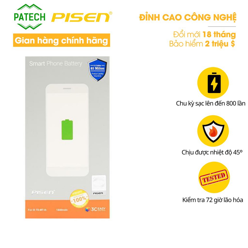 Pin Pisen Dung lượng chuẩn cho Iphone 6/6S/6Plus/6SPlus/7/7Plus/8/8Plus-IXSMax/I11 -  Hàng chính hãng