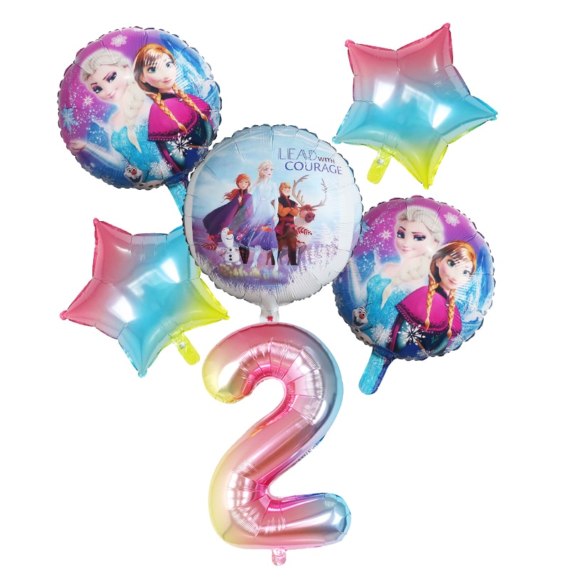 DISNEY Set 6 bong bóng hình công chúa Elsa và Anna màu gradient trang trí tiệc sinh nhật cho bé