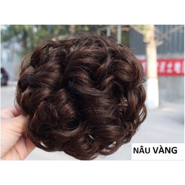 Tóc giả búi xoăn kẹp🥰freeship-ảnh thật