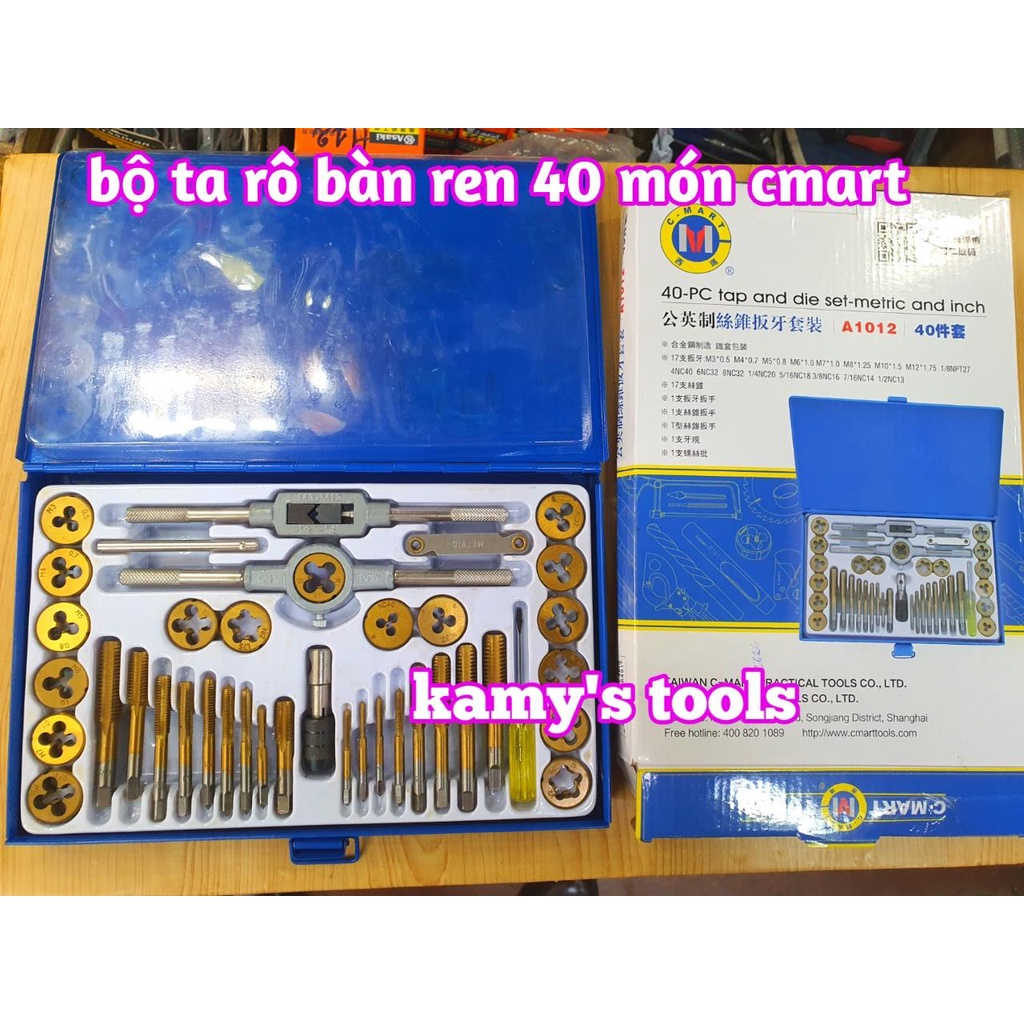 Bộ taro bàn ren 40 chi tiết model A1012 C-MART, bộ ta rô