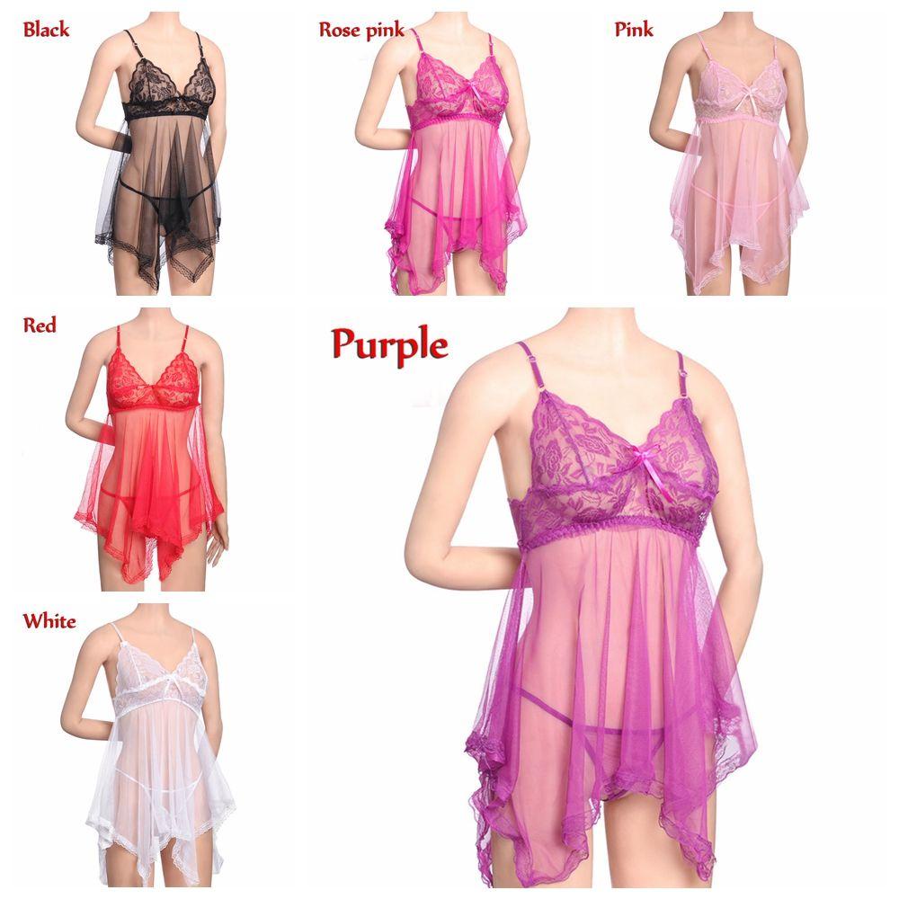Set Đầm Ngủ Trong Suốt + Quần Lót Lọt Khe Gợi Cảm Nhiều Màu Sắc Thời Trang Cho Nữ MIHAN1