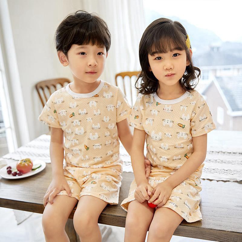 Bộ Đồ Ngủ Pijama Ngắn Tay In Hình Dễ Thương Cho Bé Từ 2-8 Tuổi