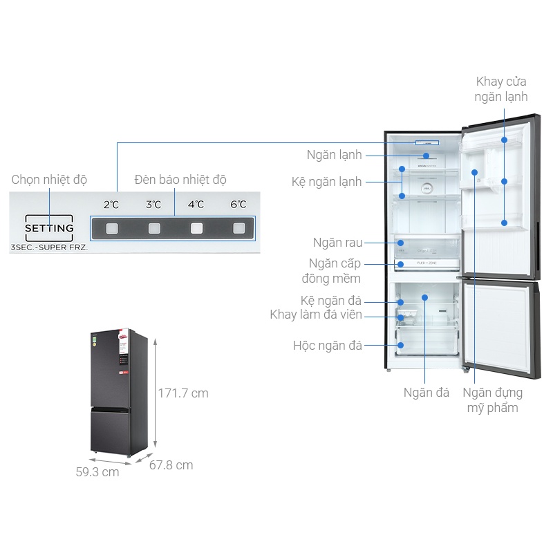 GR-RB410WE-PMV-SG - Tủ lạnh Toshiba Inverter 325 lít GR-RB410WE - BẢO HÀNH CHÍNH HÃNG 24 THÁNG