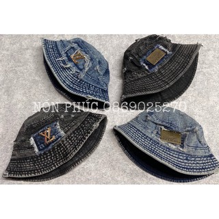 BUCKET JEANS RÁCH LOGO KIM LOẠI THỜI TRANG