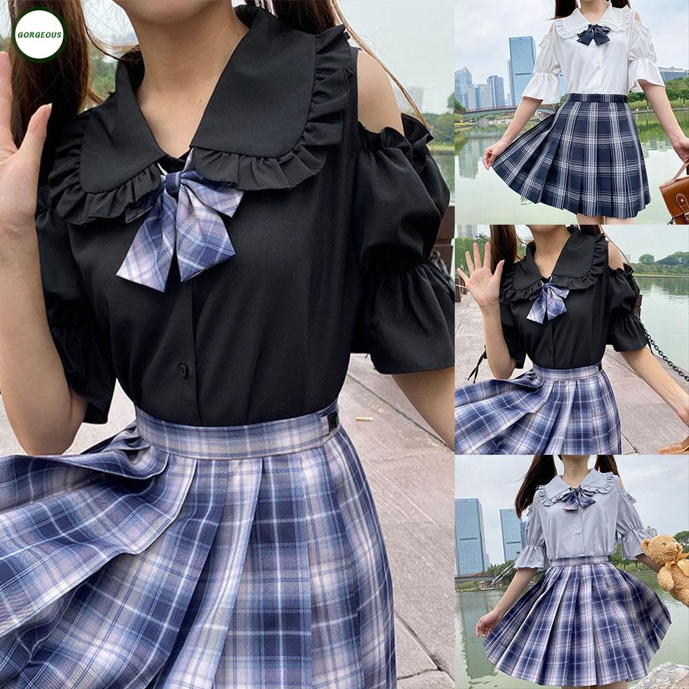 GORGEOUS~Girls Student Lolita Style Cute Collar Shirts JK Blouse Short Sleeve Tops Summer