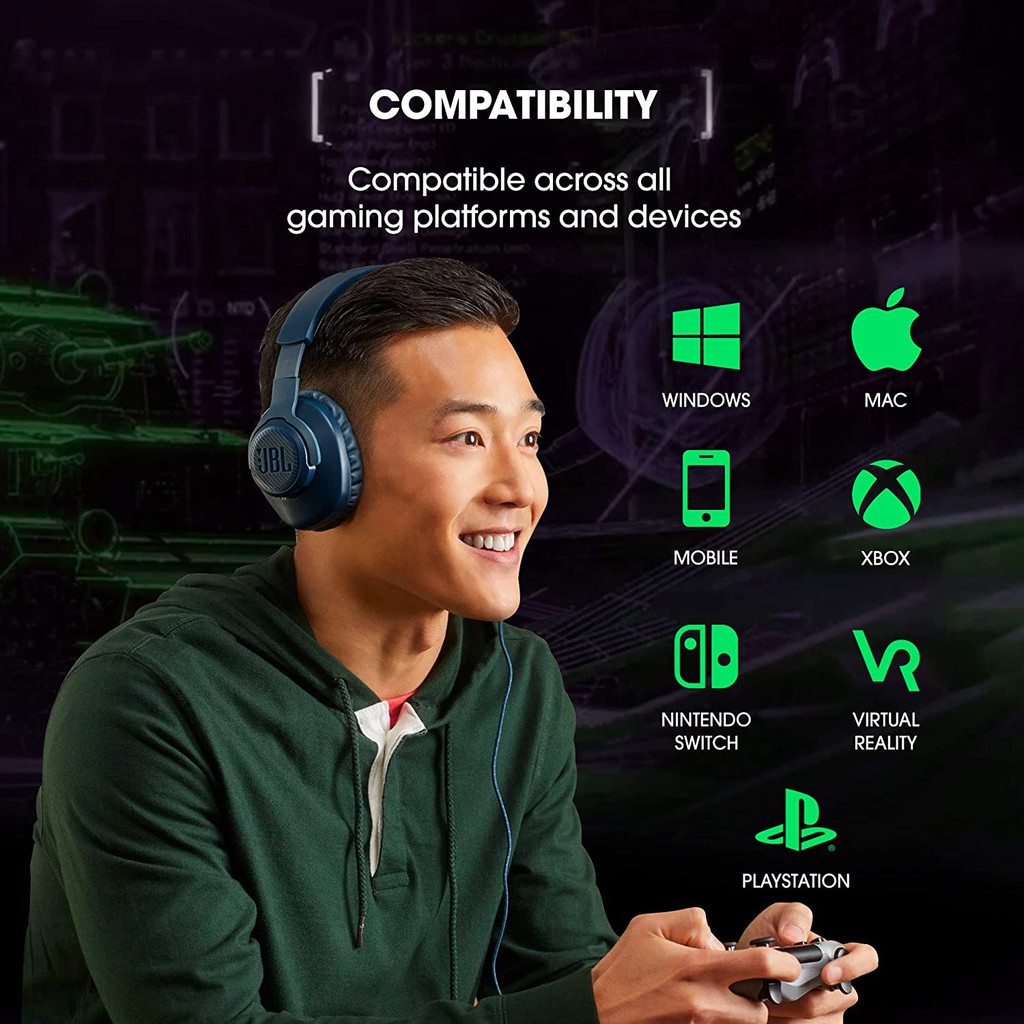 Tai Nghe Gaming Chụp Tai JBL Quantum 100 ( Màu Đen ) - Hàng Chính Hãng