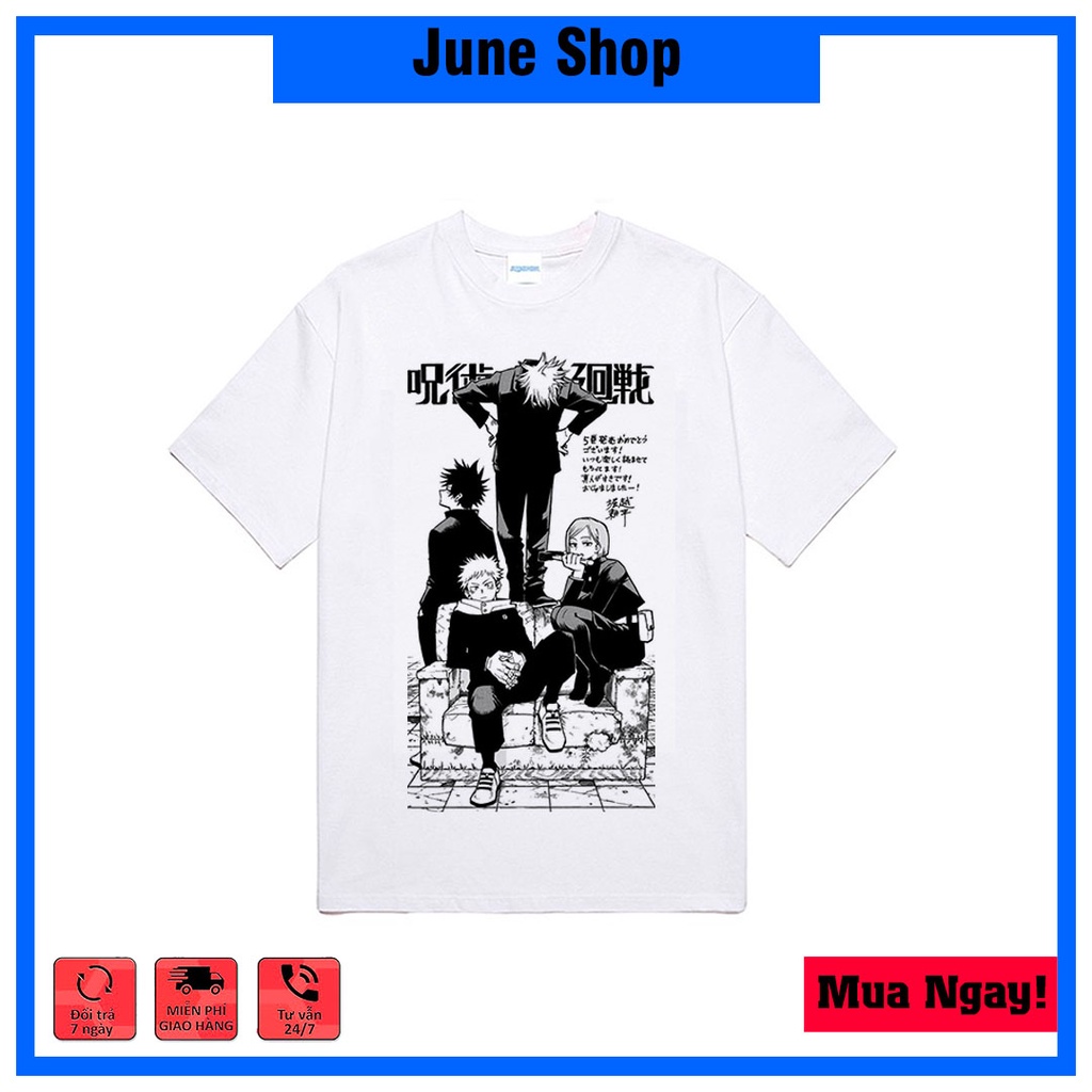 Áo Jujutsu Kaisen - Satoru Gojo, Áo Anime Manga màu trắng cộc tay, in hình đẹp nhất