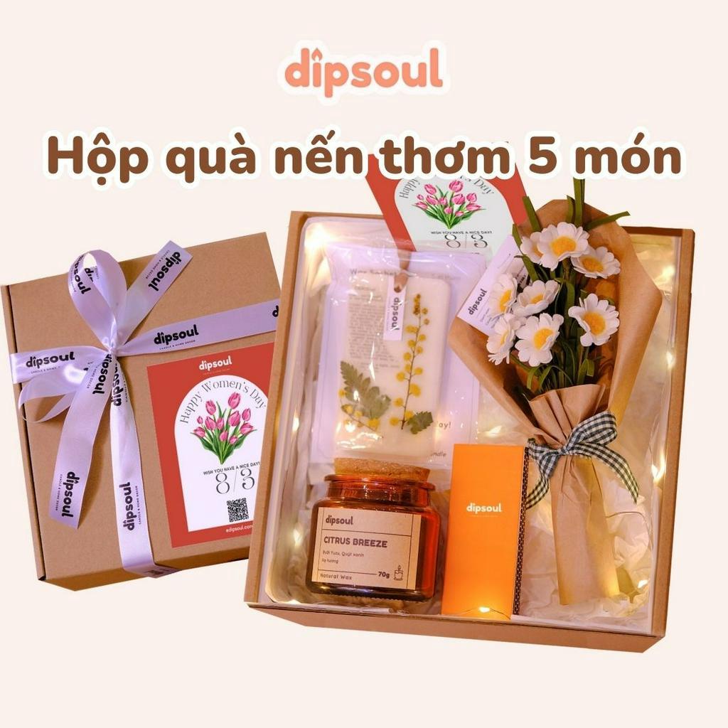 Hộp quà hũ nến thơm, sáp thơm thư giãn kèm thiệp