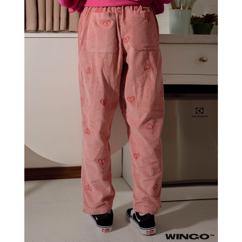 Urban Outfiter Embroidered Corduroy Pant / Blush Hearts