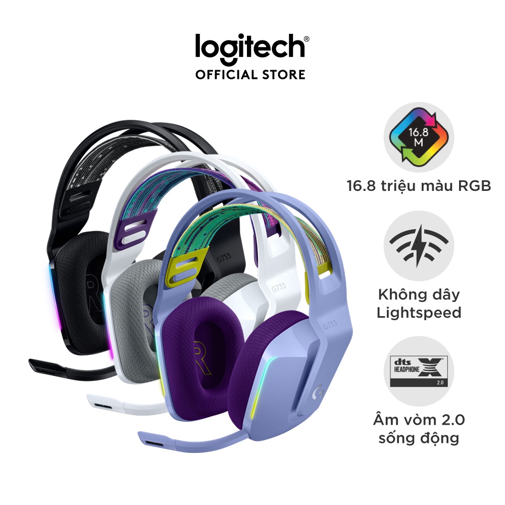 [ELLOGI12 giảm 5% tối đa 150k]Tai nghe chơi game không dây RGB Lightspeed Logitech G733