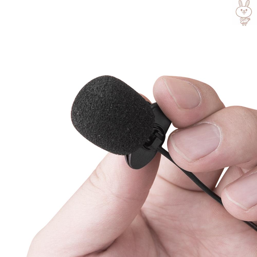 ol External Clip-on Lapel Lavalier Microphone 3.5mm Jack for Phone Handsfree Wired Condenser Mic for Teaching Speeching Black