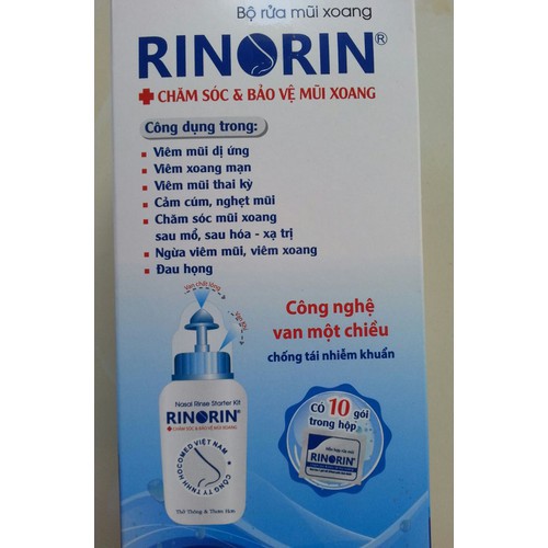 Dụng cụ rửa mũi RINORIN có 10 gói muối