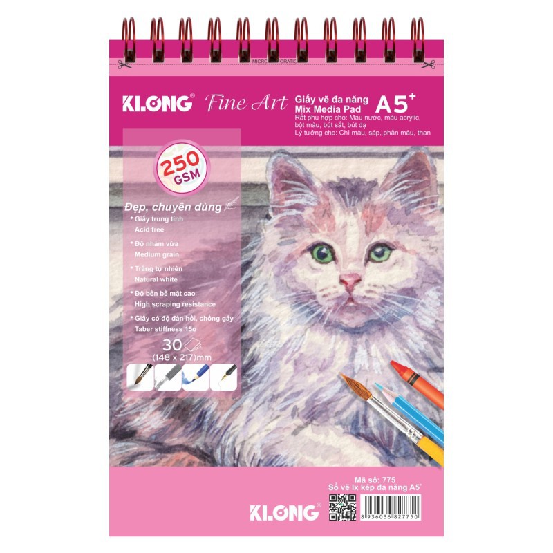 Sổ vẽ lò xo đa năng Fine Art A5 - 250 GSM - 30 tờ; MS: 775