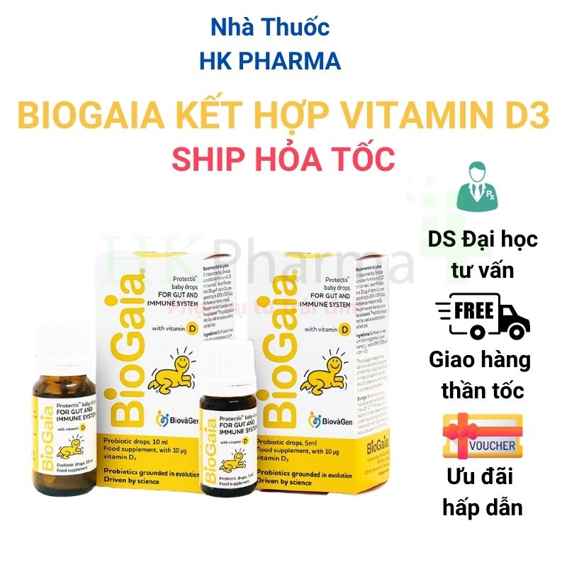 Men Vi Sinh Biogaia Kết Hợp Vitamin D3 - Tăng Cường Hấp Thu và Miễn Dịch, Giảm Nôn Trớ, Táo Bón, Ngăn Ngừa Còi Xương