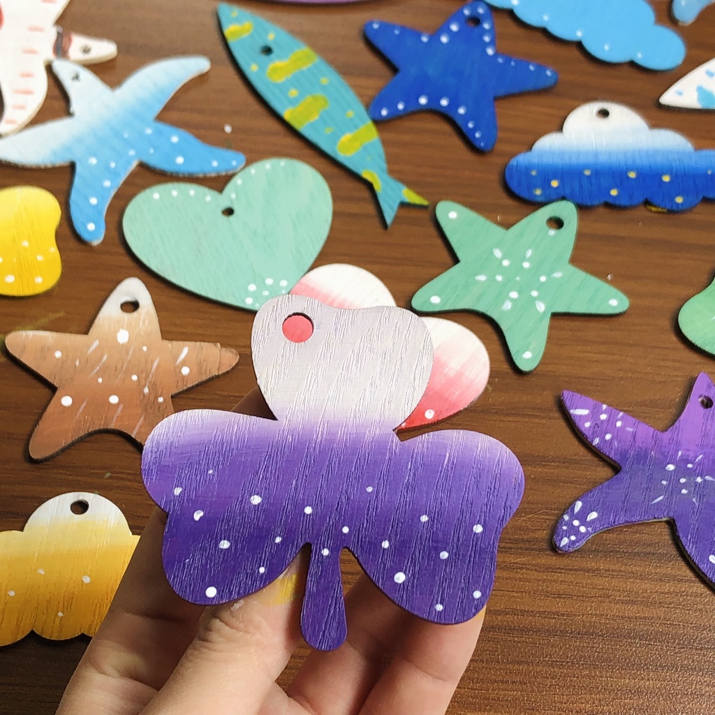 Họa tiết handmade gỗ 5K đã tô màu thủ công hoàn thiện trang trí nhà cửa, dán tường, treo trang trí siêu xinh