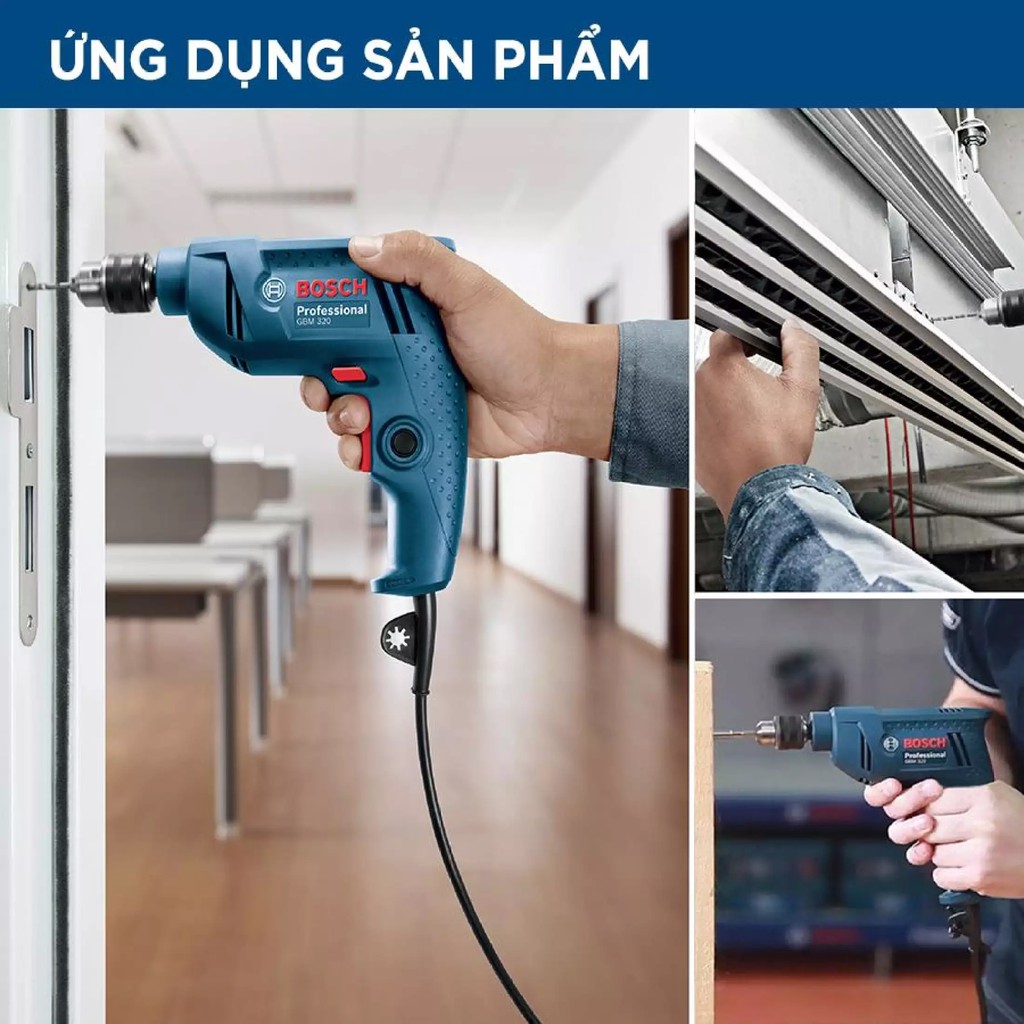 Máy khoan Bosch GBM 320 đa chức năng, khoan sắt gỗ, bắt vít