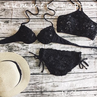 Bikini áo cúp + quần hoa nổi