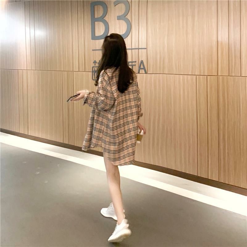 Áo Khoác Sơ Mi Nữ Sọc Caro Ulzzang Thời Trang