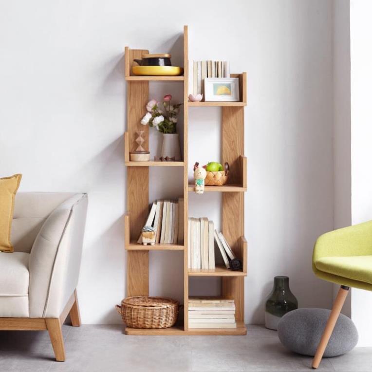 Kệ để sách đa năng xương rồng, phù hợp trang trí nội thất phòng ngủ, phòng khách, kích thước 40cm x 20cm x 120cm màu gỗ