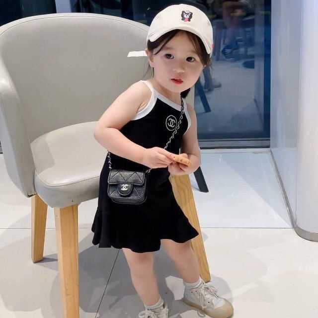 Đầm Công Chúa Hai Dây Phối Bèo Thời Trang Mùa Hè Cho Bé Gái