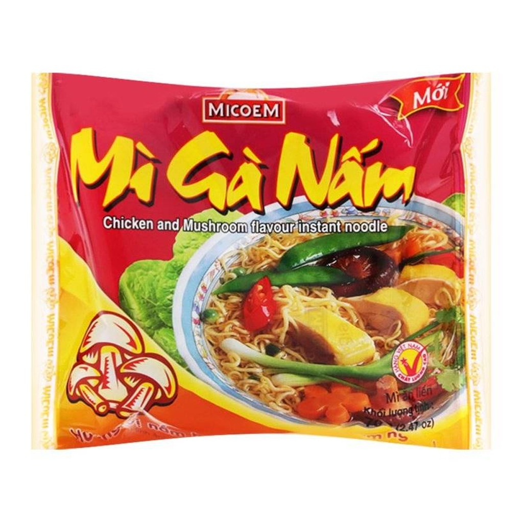 Mì Tôm - Mì Gà Nấm Micoem Gói 70g