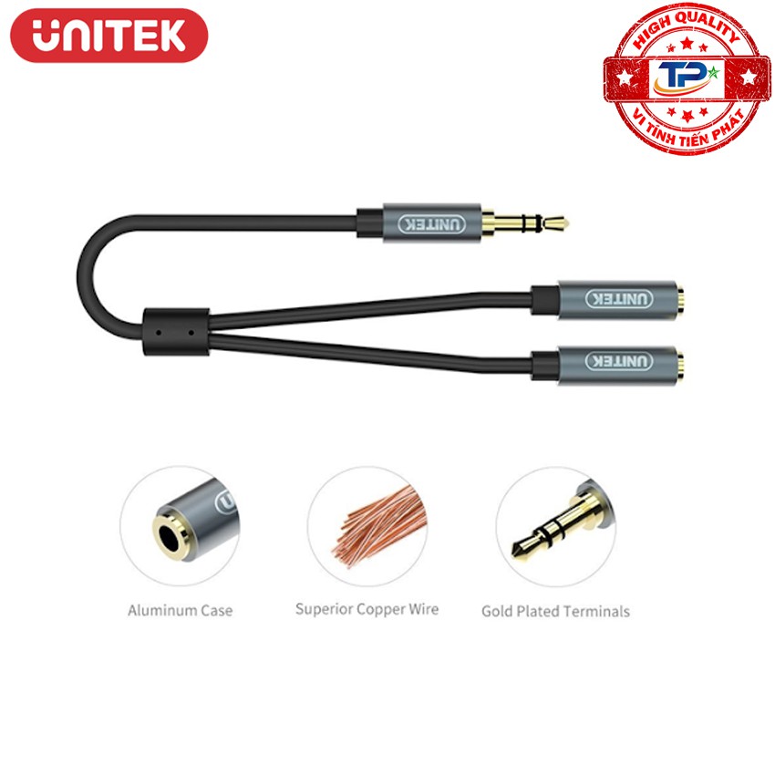 Cáp chia 1 ra 2 cổng Audio 3.5mm Unitek Y-C956ABK