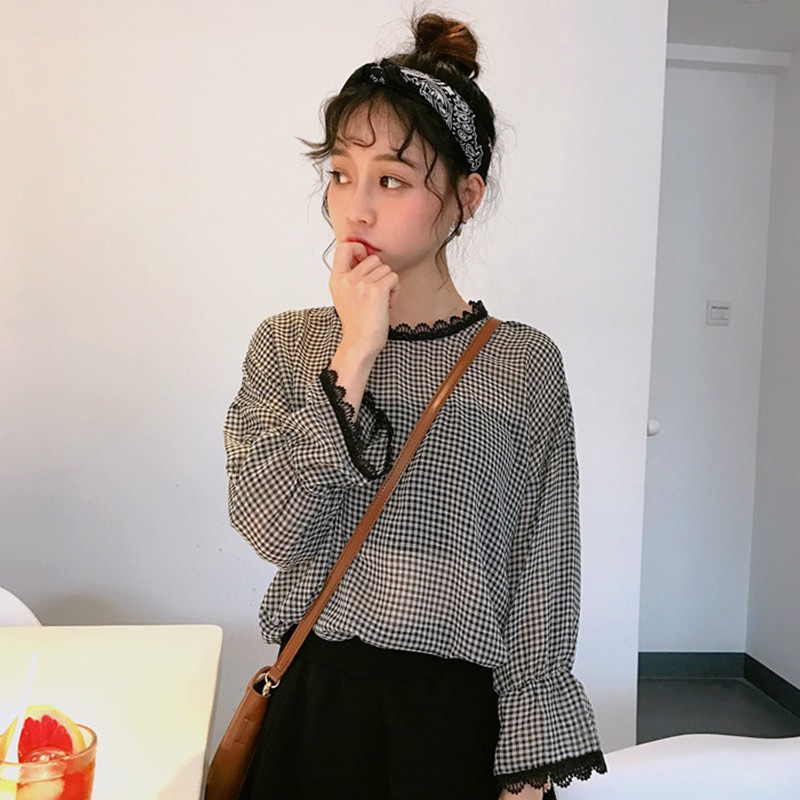 Áo sơ mi kẻ phong cách Hàn Quốc