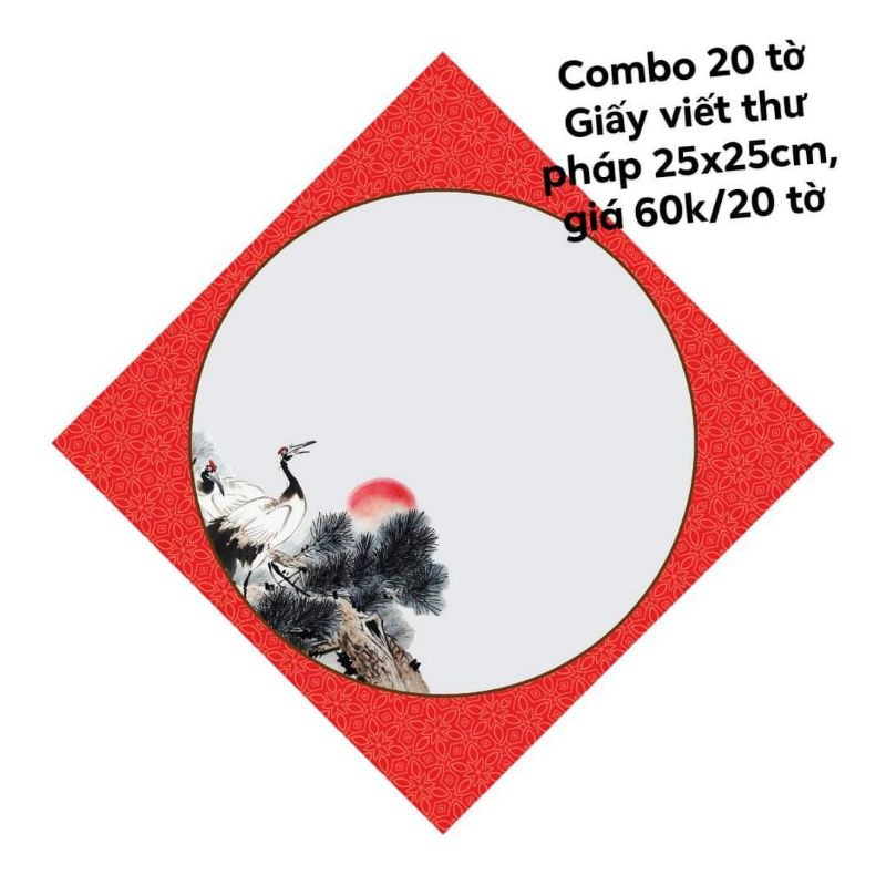 Combo 20 tờ giấy viết thư pháp kích thước 25x25cm giá bán là 20 tờ đủ mẫu