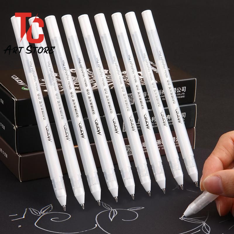 Bút gel Marie's Trắng, nhũ Vàng, nhũ Bạc - 0.8mm - TC ART