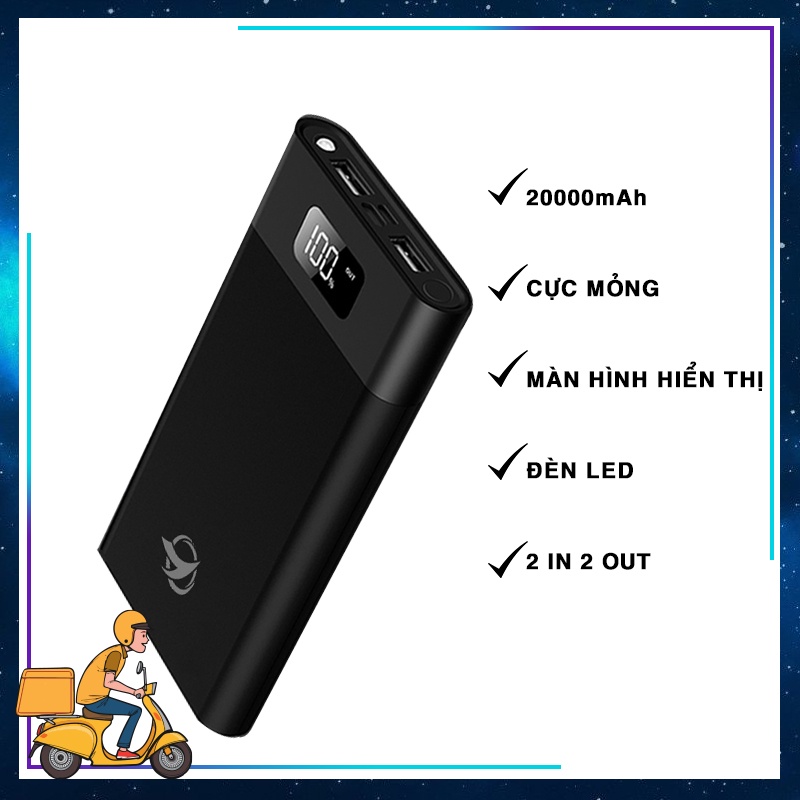Pin Sạc Dự Phòng YM101 20000mAh Dung Lượng Khủng High speed sạc nhanh, Màn hình Đèn LEDLithium Polymer