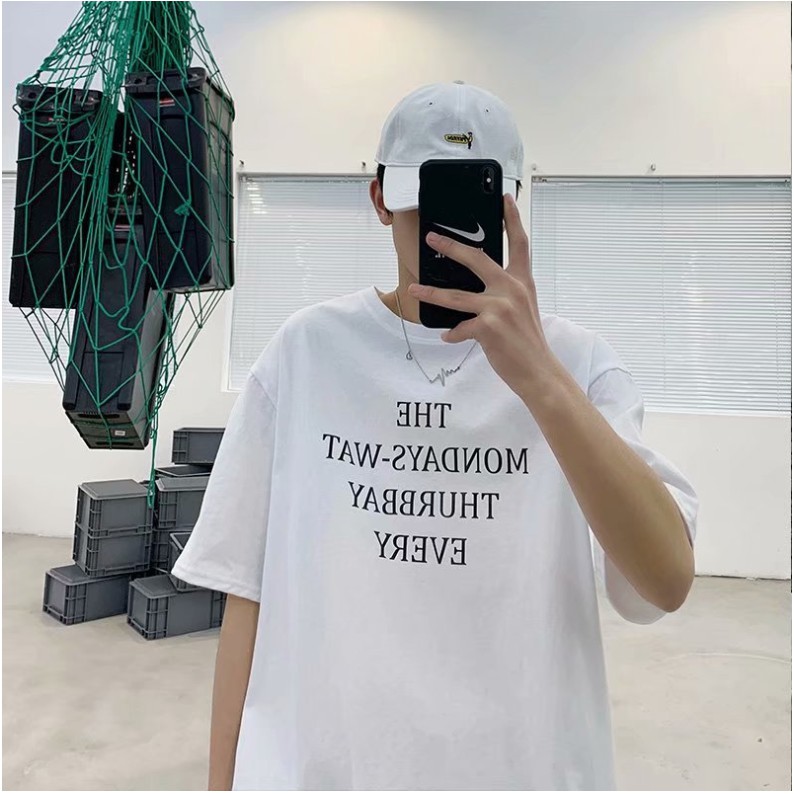 Áo Thun Unisex Tay Lỡ Trắng Chữ Đơn Giản Kiểu Dáng Siêu Đẹp- áo phông basic tee trắng hàng QC full size