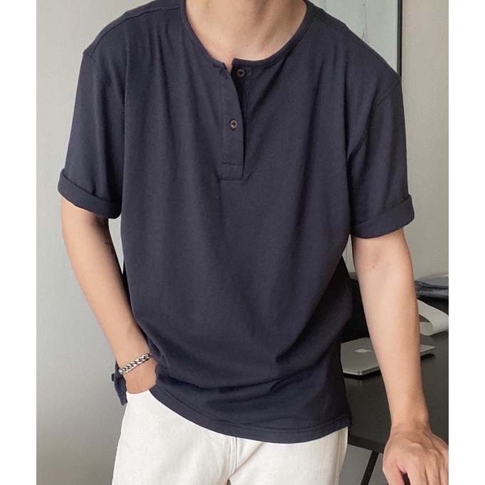 Áo thun áo phông ngắn tay trơn RONNY BYSANTÉ chất liệu cotton thấm hút mồ hôi, giữ form | BigBuy360 - bigbuy360.vn