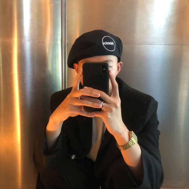 Mũ Beret Mỏng Màu Trơn Phong Cách Thời Trang Đường Phố Nhật Bản