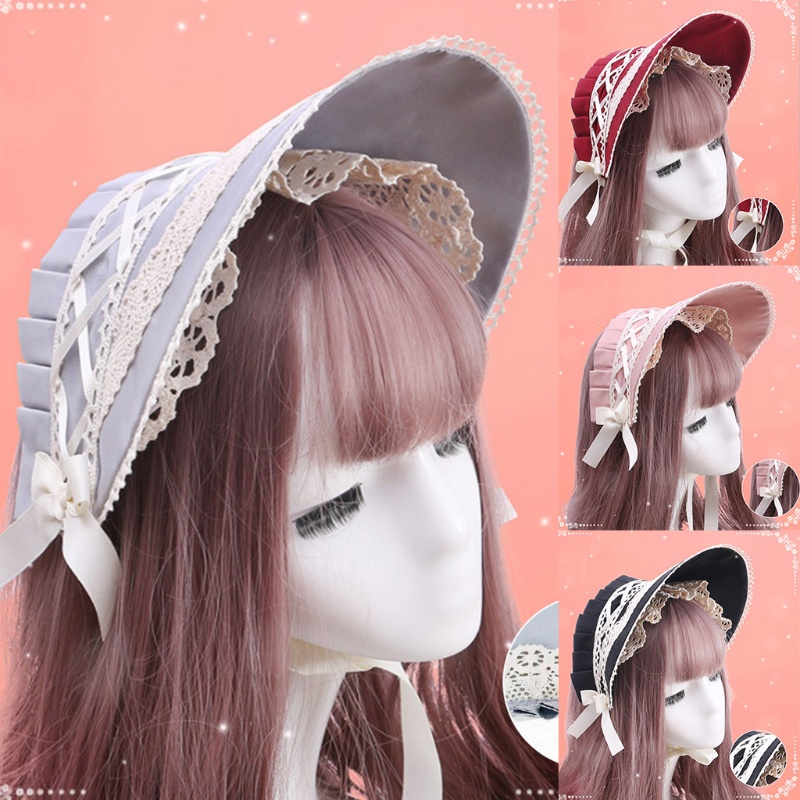 Băng Đô Cài Tóc Phối Ren Và Ruy Băng Phong Cách Lolita Dễ Thương