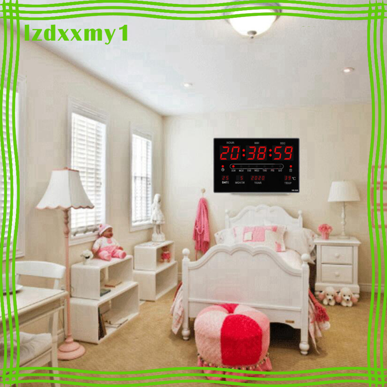 Kiddy USB LED Digital Wall Clock Temperature Humidity Display Home Office Clocks