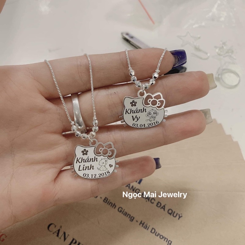 Dây chuyền mèo kitty khắc tên thông minh cho bé dễ thương xinh xắn đáng yêu - Ngọc Mai Jewelry
